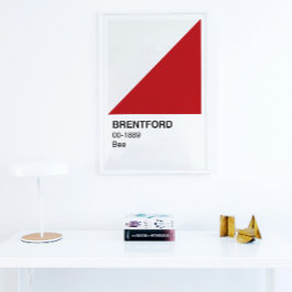 Brentford Bee Rood en Wit - Witte Rand Perfect Poster