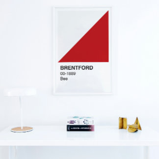 Brentford Bee Rood en Wit - Witte Rand Perfect Poster