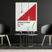 Brentford Bee Rood en Wit - Witte Rand Perfect Poster