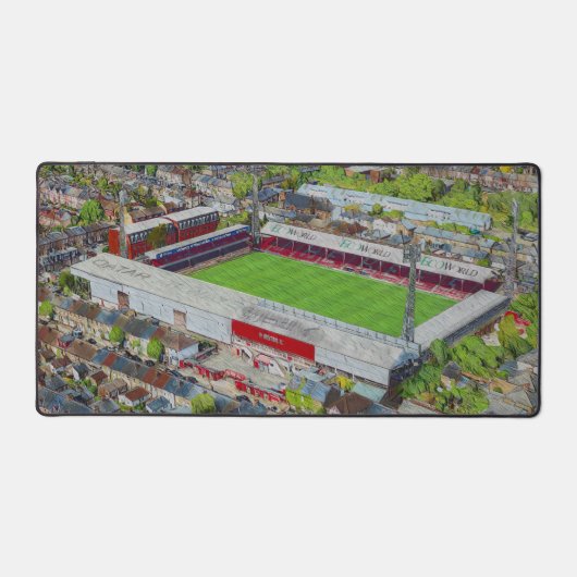 Brentford FC Griffin Park Stadium Aerial Art Bureaumat (Voorkant)