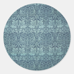 Brer Rabbit van William Morris Blauw Textielpatroo Ronde Sticker