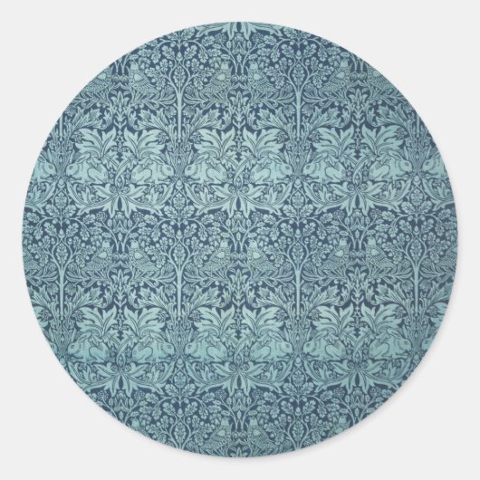 Brer Rabbit van William Morris Blauw Textielpatroo Ronde Sticker (Voorkant)