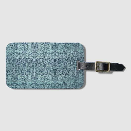 Brer Rabbit van William Morris Blue Textile Patter Bagagelabel (Voorkant (horizontaal))