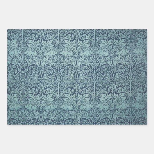 Brer Rabbit van William Morris Blue Textile Patter Inpakpapier Vel (Voorkant 2)