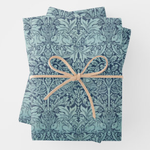 Brer Rabbit van William Morris Blue Textile Patter Inpakpapier Vel