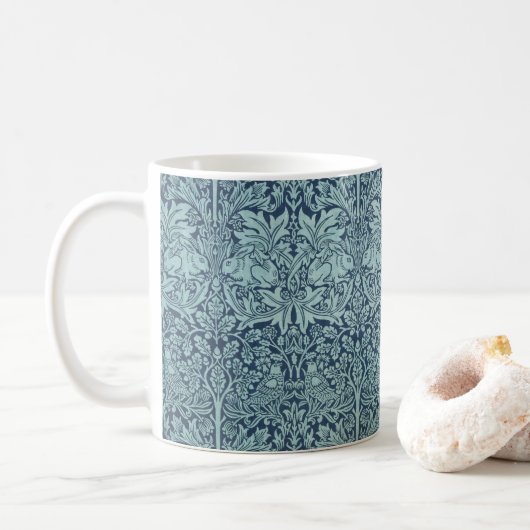 Brer Rabbit van William Morris Blue Textile Patter Koffiemok (Met donut)