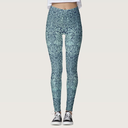 Brer Rabbit van William Morris Blue Textile Patter Leggings (Voorkant)
