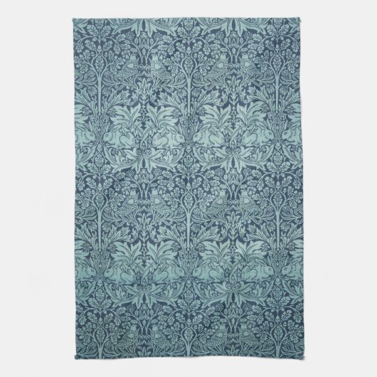 Brer Rabbit van William Morris Blue Textile Patter Theedoek (Verticaal)