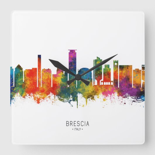 Brescia Italy Skyline Vierkante Klok (Voorkant)