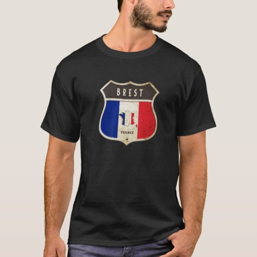 Brest Frankrijk Wapen Van Stad/Voordeel T-shirt (Voorkant)