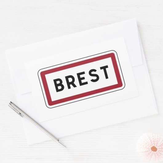 Brest, verkeersbord, Frankrijk Rechthoekige Sticker (Envelop)