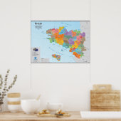 Bretagne, administratieve kaart 2020 (in het Breto Poster (Keuken)