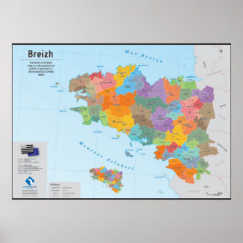 Bretagne, administratieve kaart 2020 (in het Breto Poster
