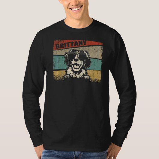 Bretagne Dog Cool Simple Retro Style T-shirt (Voorkant)