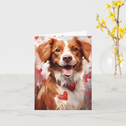 Bretagne dog Valentijnsdag Kaart (Gele Bloem)