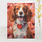 Bretagne dog Valentijnsdag Kaart (Gele Bloem)