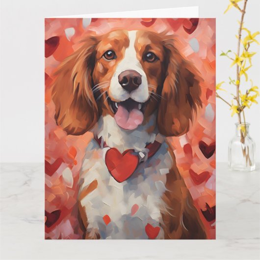 Bretagne dog Valentijnsdag Kaart (Gele Bloem)