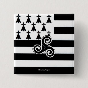 Bretagne Flag (Breton) Vierkante Button 5,1 Cm