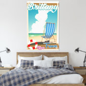 Bretagne Frankrijk strand reisposter Canvas Afdruk (Insitu (Slaapkamer))