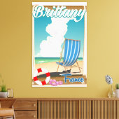 Bretagne Frankrijk strand reisposter Canvas Afdruk (Insitu (Woonkamer))