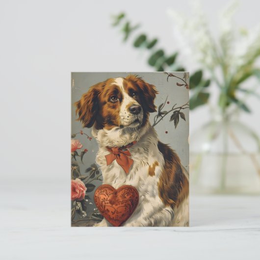 Bretagne hond  Valentijnsdag Briefkaart (Staand voorkant)