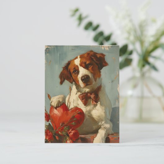 Bretagne hond  Valentijnsdag Briefkaart (Staand voorkant)