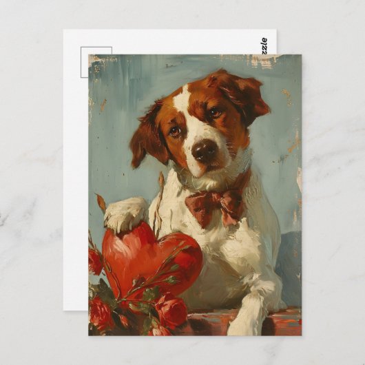 Bretagne hond  Valentijnsdag Briefkaart (Voorkant / Achterkant)