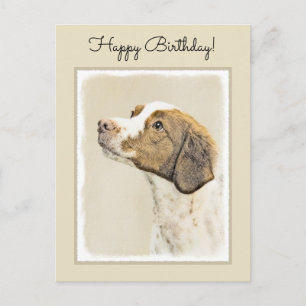 Bretagne schilderen - Kute Original Dog Art Briefkaart