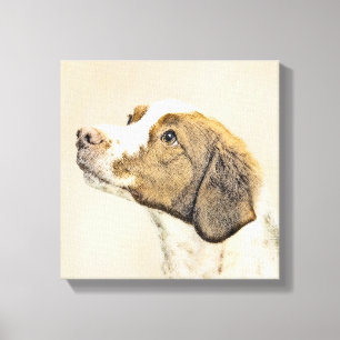 Bretagne schilderen - Kute Original Dog Art Canvas Afdruk
