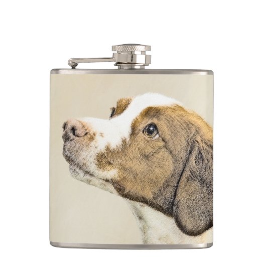 Bretagne schilderen - Kute Original Dog Art Heupfles (Voorkant)