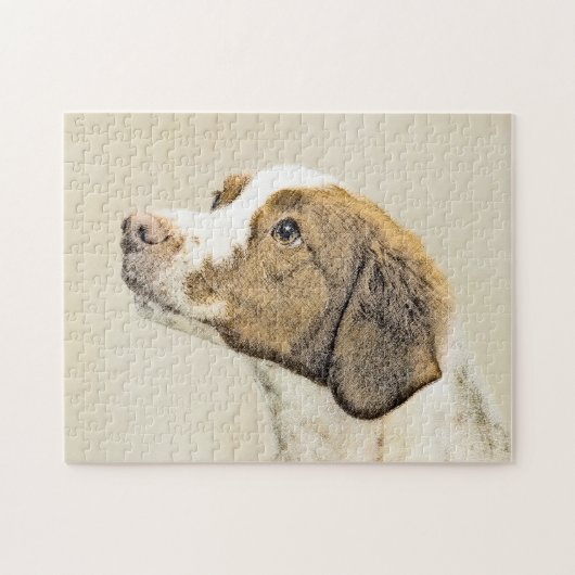 Bretagne schilderen - Kute Original Dog Art Legpuzzel (Horizontaal)