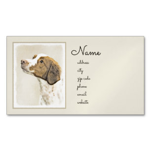 Bretagne schilderen - Kute Original Dog Art Magnetisch Visitekaartje