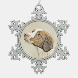 Bretagne schilderen - Oorspronkelijke dog maken Tin Sneeuwvlok Ornament