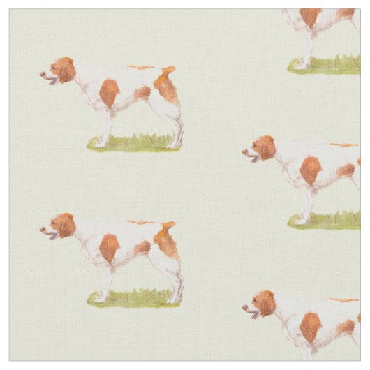 Bretagne Spaniel Dog Art Fabric Stof (Close Up)