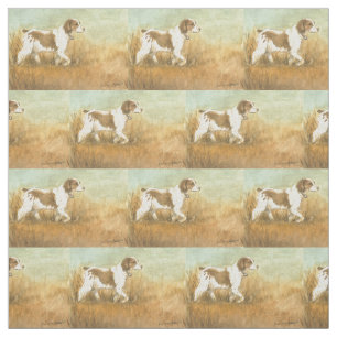 Bretagne Spaniel Dog Art Fabric Stof