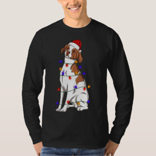 Bretagne Spaniel Dog met kerstverlichting Pet T-shirt