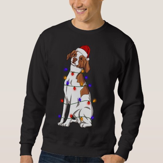 Bretagne Spaniel Dog met kerstverlichting Pet Trui (Voorkant)