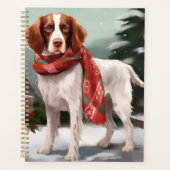 Bretagne Spaniel Hond in Sneeuw Kerstmis Planner (Voorkant)