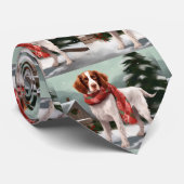 Bretagne Spaniel Hond in Sneeuw Kerstmis Stropdas (Opgerold)