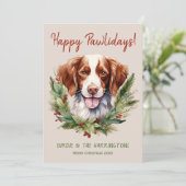 Bretagne Spaniel Hond Kerstmis Gelukkige Pawholida Feestdagenkaart (Staand voorkant)