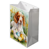 Bretagne Spaniël Hond met Paaseieren Vakantie Medium Cadeauzakje (Achterkant Gekanteld)