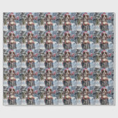 Bretagne Spaniel Hond Rijden Motorfiets Kerstmis Cadeaupapier (Vlak)