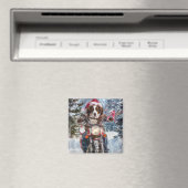 Bretagne Spaniel Hond Rijden Motorfiets Kerstmis Magneet (Insitu (Vaatwasser))