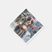 Bretagne Spaniel Hond Rijden Motorfiets Kerstmis Servet (Hoek)