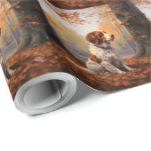 Bretagne Spaniël in Herfstbladeren Herfst Inspire Cadeaupapier (Rol Hoek)