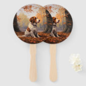 Bretagne Spaniël in Herfstbladeren Herfst Inspire Handwaaier (Voorkant en achterkant)