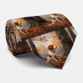 Bretagne Spaniël in Herfstbladeren Herfst Inspire Stropdas (Opgerold)