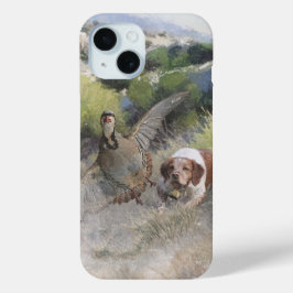 Bretagne Spaniel jacht chukar patrijs, Art iPhone 15 Case