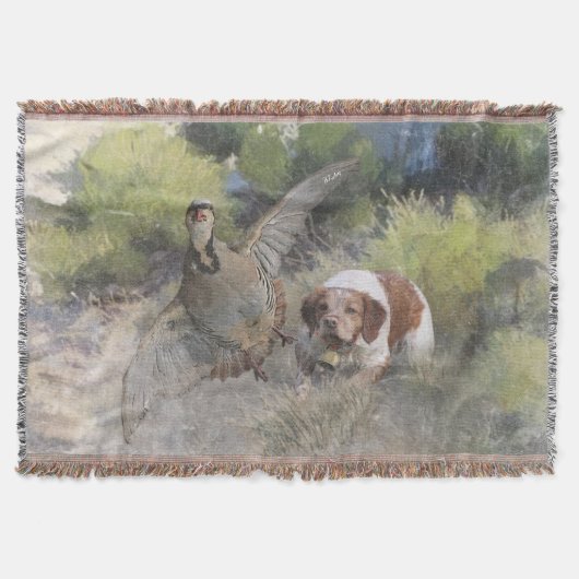 Bretagne Spaniel jacht chukar patrijs, Art Deken (Voorkant)