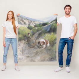 Bretagne Spaniel jacht chukar patrijs, Art Fleece Deken